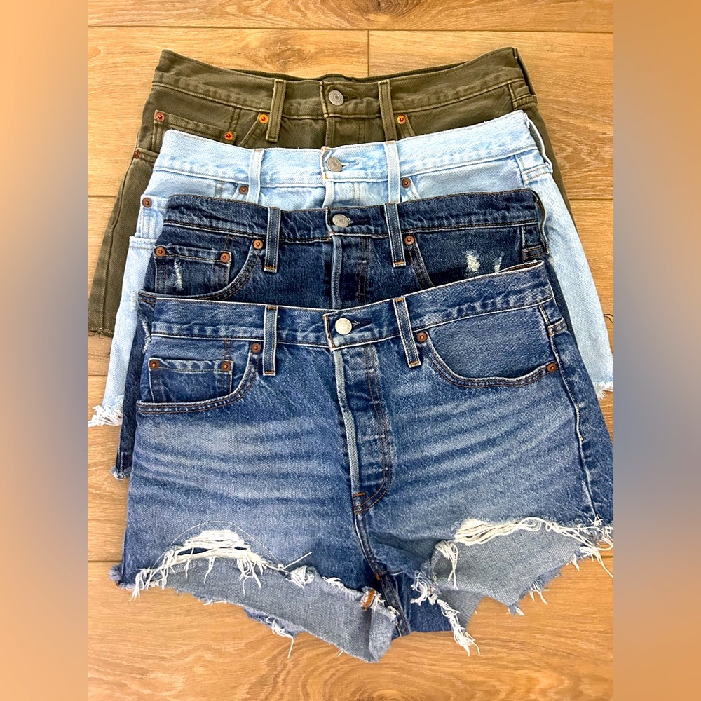 Stylish Levi Denim and Olive Shorts Set